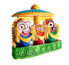 Handmade marble idol of Jagannath, Balaram, and Maa Subhadra, 9L x 9W x 5H cm, showcasing intricate details, perfect for altars and spiritual decor