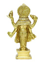 Handmade Lord Dhanvantri idol crafted from brass, featuring intricate details, perfect for home altar or mandir, symbolizing health and protection