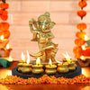 "Handmade Lord Ganesh idol made of wood, beautifully crafted with intricate details. Ideal for altars and car dashboards, symbolizing prosperity."