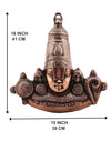 Handmade Lord Tirupati Balaji idol crafted from metal, featuring intricate details and a vintage copper finish, perfect for home or altar decor.