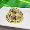 Handmade gold plated Lord Balaji Charan Paduka with antique finish, ideal for altar decoration and spiritual spaces