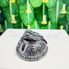 Handmade silver-plated Lord Balaji Charan Paduka with intricate antique finish, ideal for puja room, altar, or car dashboard