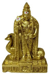 Handmade golden idol of Lord Murugan, featuring intricate details and a lustrous finish, ideal for home altar or decor