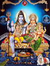 Vibrant Lord Shiva poster featuring the majestic deity and his divine family, ideal for creating a spiritual atmosphere in any room.