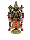 Handmade brass Lord Tirupati Balaji idol with intricate details, ideal for car dashboards, altars, and spiritual decor, showcasing divine craftsmanship.