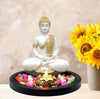 Handcrafted Lord Buddha idol made from premium resin, featuring intricate detailing. Ideal for home decor, symbolizing peace and tranquility