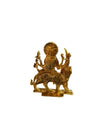 Handcrafted brass statue of Goddess Maa Durga riding a lion, showcasing intricate detailing, ideal for home, office, or puja mandir decor.