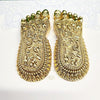 Handmade gold plated Maa Lakshmi Charan Paduka with intricate antique finish, ideal for altar decoration and worship