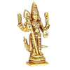 Handmade mini Lord Murugan brass statue showcasing intricate details and a rich golden finish, ideal for car dashboards or home altars.