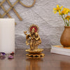 Handcrafted metal statue of Radha Krishna playing the flute, featuring a gold finish, symbolizing divine love and harmony.