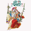 Radha Krishna wall sticker featuring the beloved Hindu deities in vibrant colors, symbolizing divine love and spirituality for home decor.